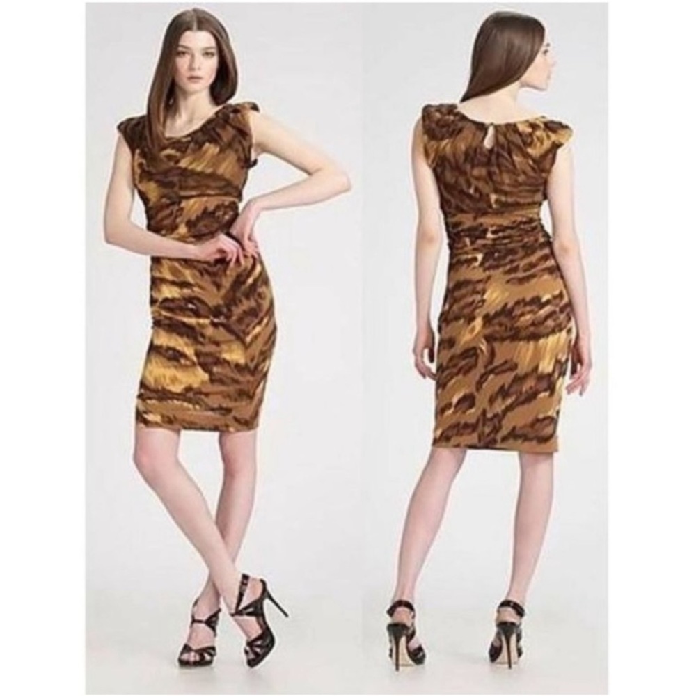 Diane Von Furstenberg Jamila Dress Womens 8 Silk Tiger Animal Print Stretch Luxe